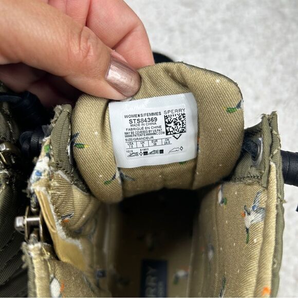 Sperry Top Sider Saltwater Quilted Duck Boot Olive Green - Picture 10 of 10